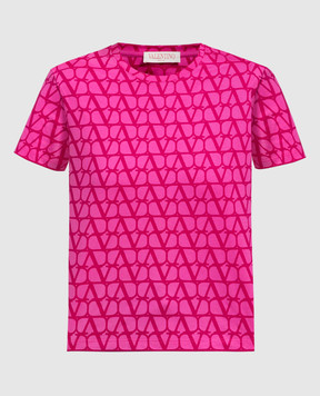 Valentino Розовая футболка в принт логотипа Toile Iconographe 3B3MG21L82C