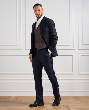 Brunello Cucinelli Коричневый жилет в виндзорскую клеточку MQ4151998