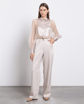 Brunello Cucinelli Бежеві штани з ланцюжком моніль M0H38P8476