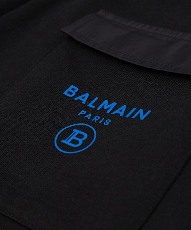 Balmain Дитячі чорні джогери з фактурним логотипом 6R6O70Z000610 зображення 3