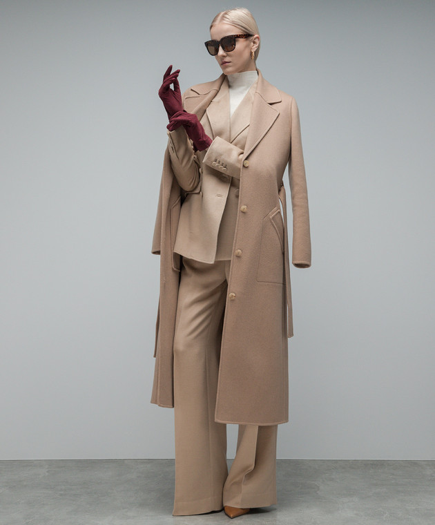 Gabriela Hearst William double-breasted cashmere coat with accent stitching in brown 1236018C076 image 2