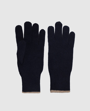 Brunello Cucinelli Темно-синие перчатки из кашемира M2293118