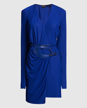 Tom Ford Синя сукня міді на запах ABJ715JEX019