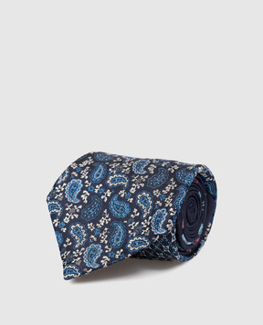 Etro Синий галстук с шелком в узор. R1T4203030