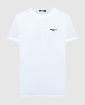 Balmain Біла футболка з фактурним логотипом CH1EF000BB04