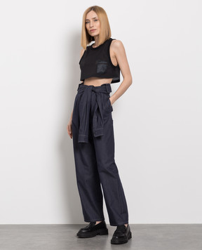Max Mara Черный топ Lacca с перфорацией LACCA