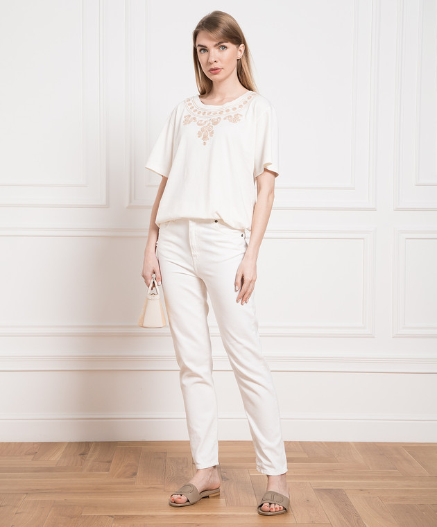 Twinset White jeans with logo patch 231TT2420 image 2