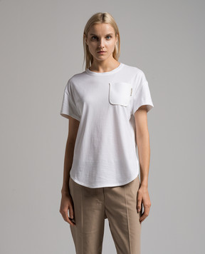 Brunello Cucinelli Белая футболка с цепочкой мониль M0T81EH900