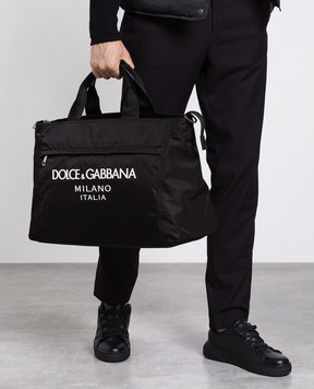 Dolce&Gabbana Чорна дорожня сумка з контрастним логотипом BM2125AG182