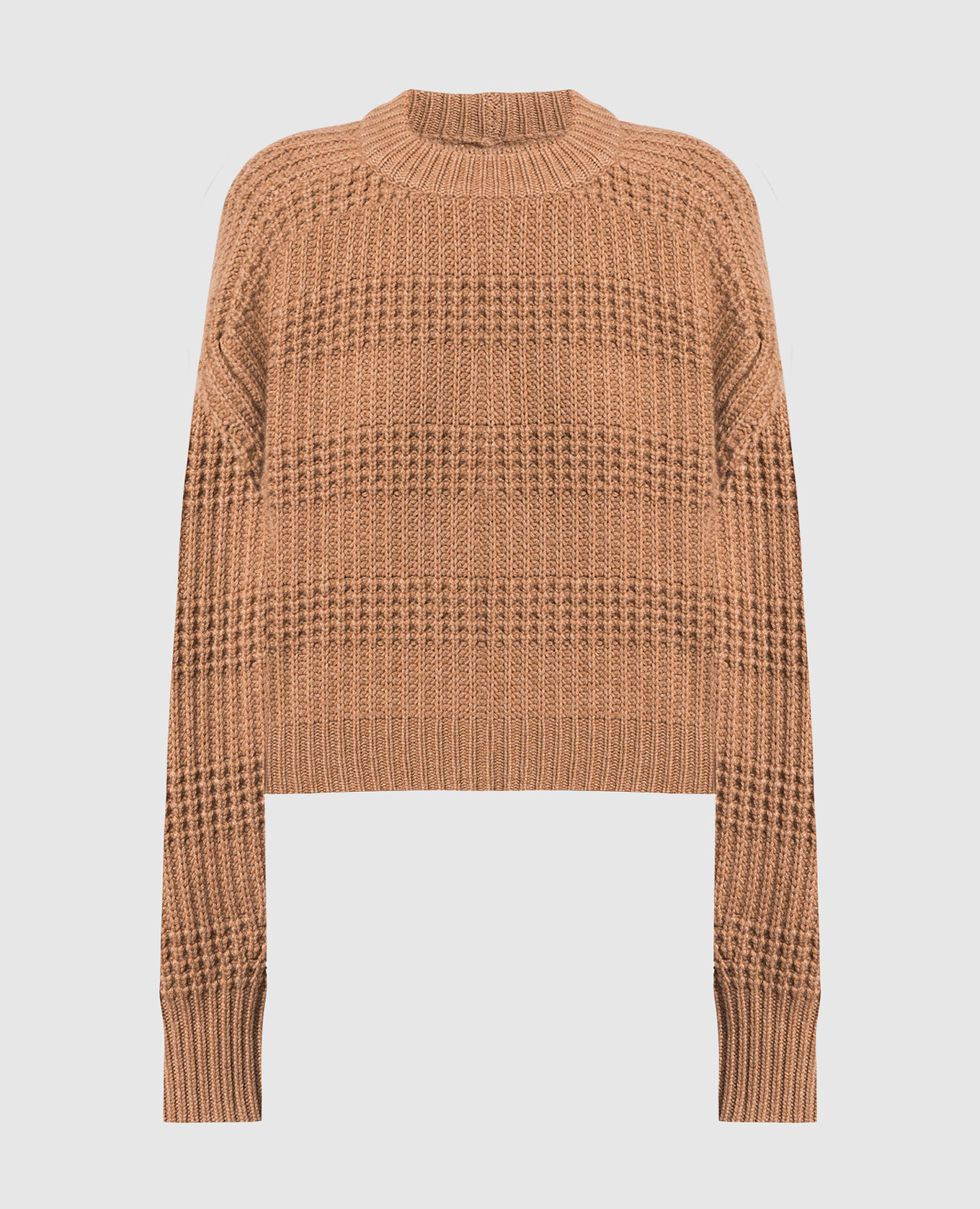 Brown sweater made of cashmere in a textured pattern