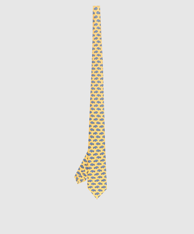 Stefano Ricci Дитячий жовтий шовковий набір із краватки та хустки-паші у візерунок YDHNG400 зображення 3