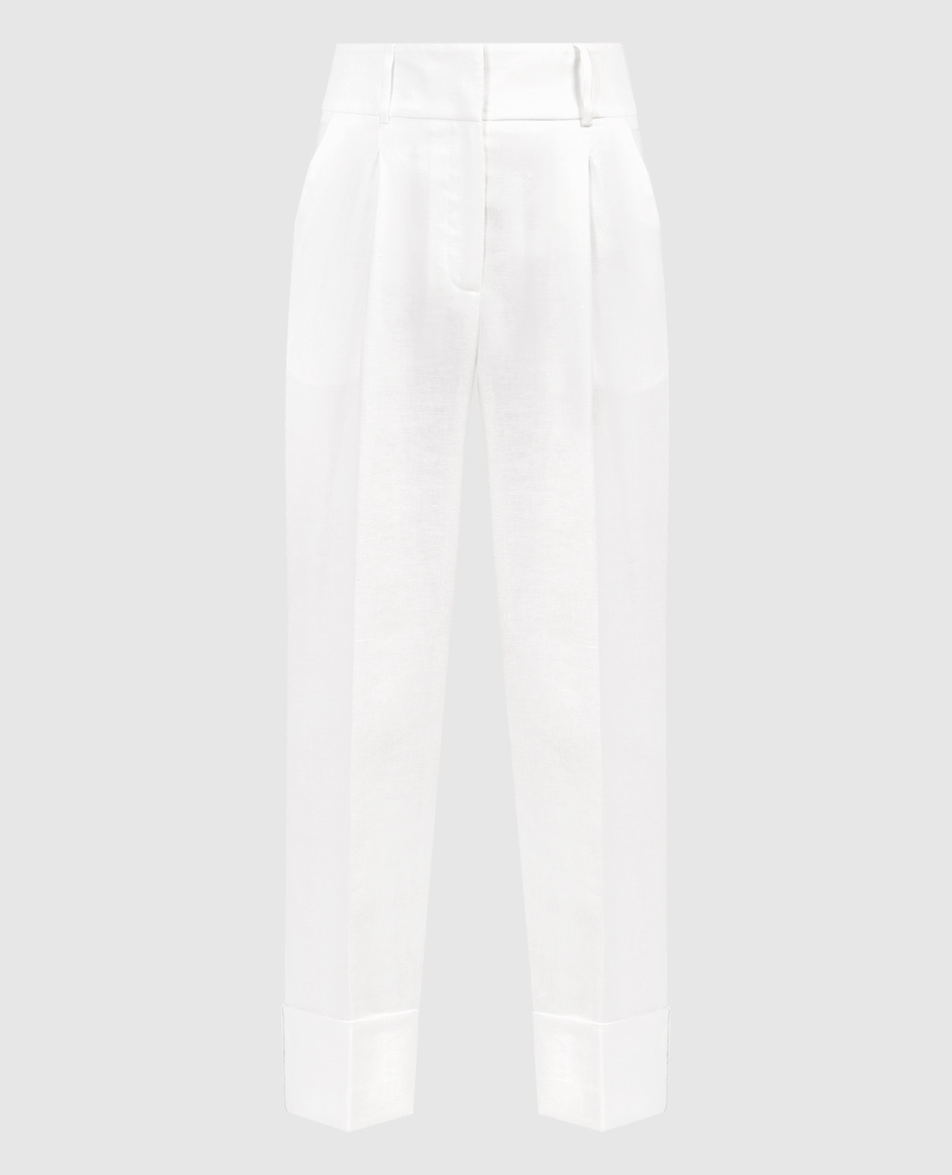 Белые брюки из льна с цепочкой мониль