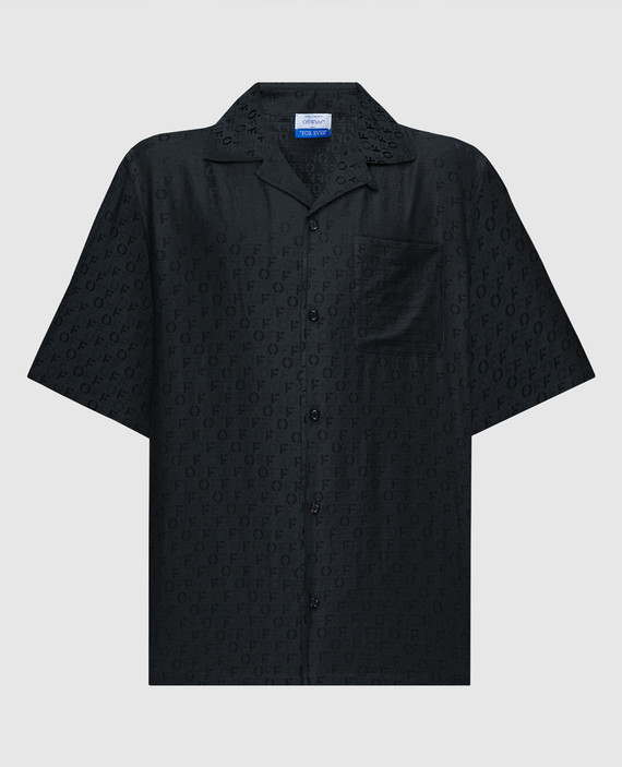 Black shirt with silk in logo pattern