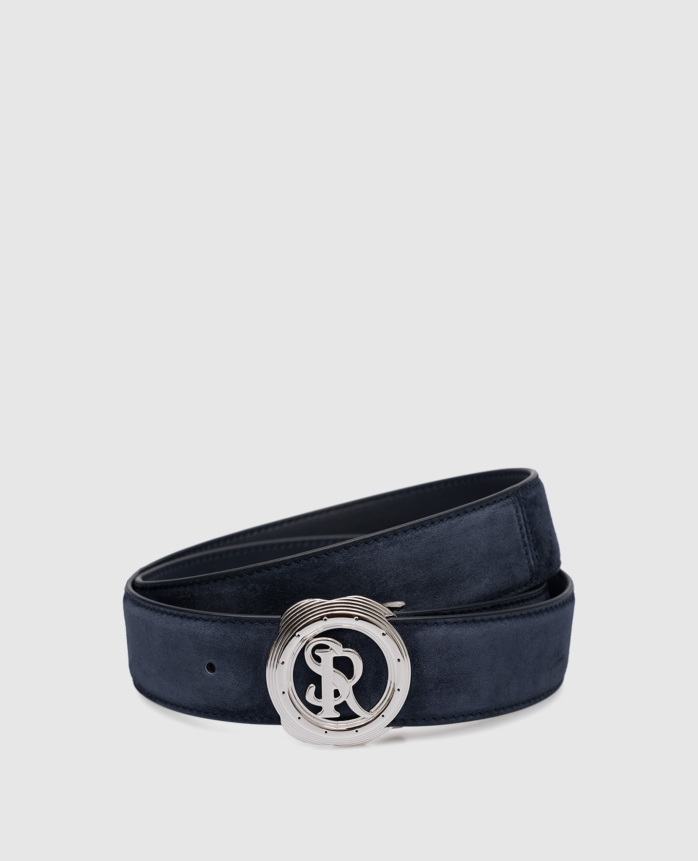 Stefano Ricci - Kids blue leather belt with logo monogram