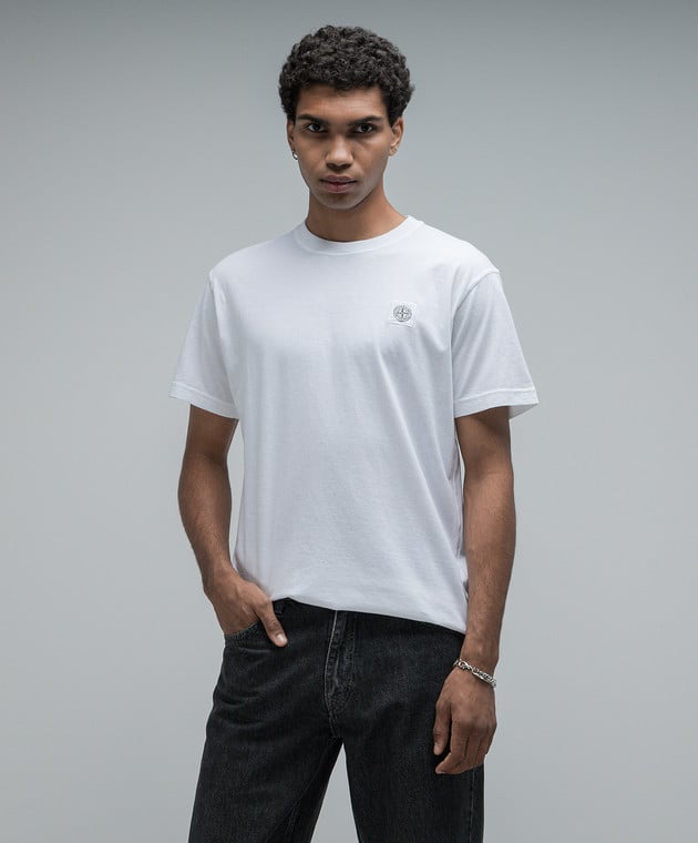 Stone Island White t-shirt with logo patch 791523757 image 3
