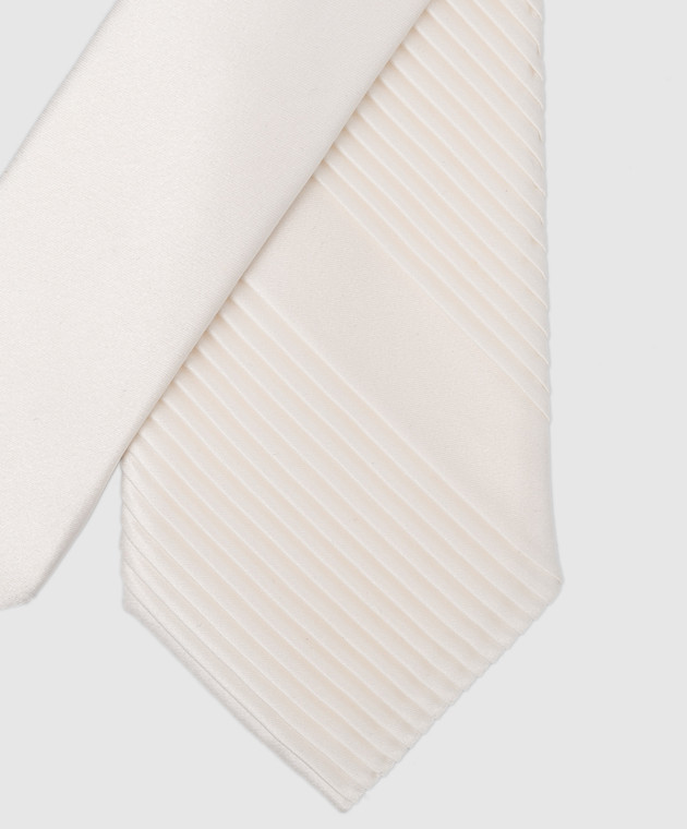 Stefano Ricci Дитяча біла краватка із шовку з плісуванням YCP14UNIR зображення 3