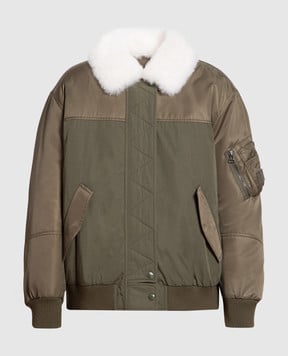 Yves Salomon Army Зеленая куртка на меху 24WFV05865T10G