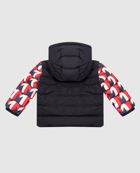 Moncler ENFANT Дитячий синій пуховик в принт монограми логотипа 1A000405972W
