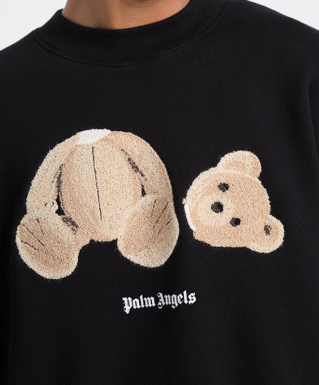 Palm Angels Черный свитшот с вышивкой Медведь PMBA026C99FLE002 изображение 5