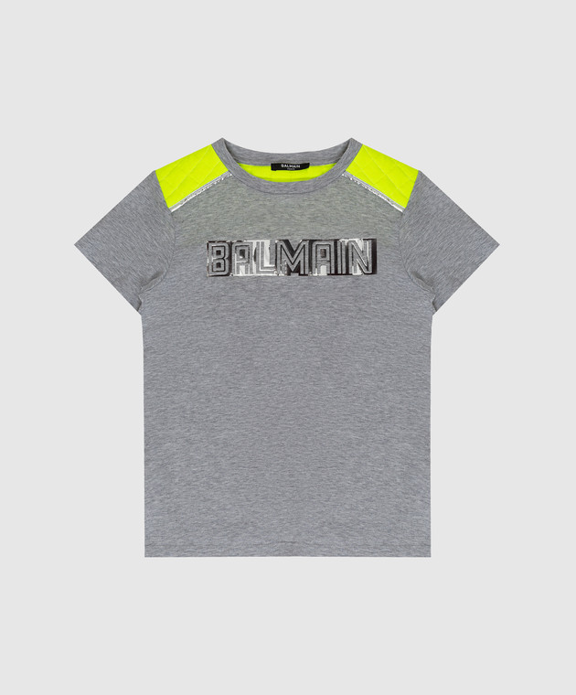 Balmain Дитяча сіра футболка з логотипом 6Q8531Z0207610