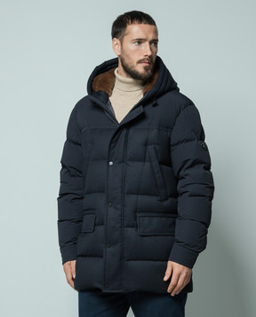 Moncler Синий пуховик Canche с логотипом 1C0001454272