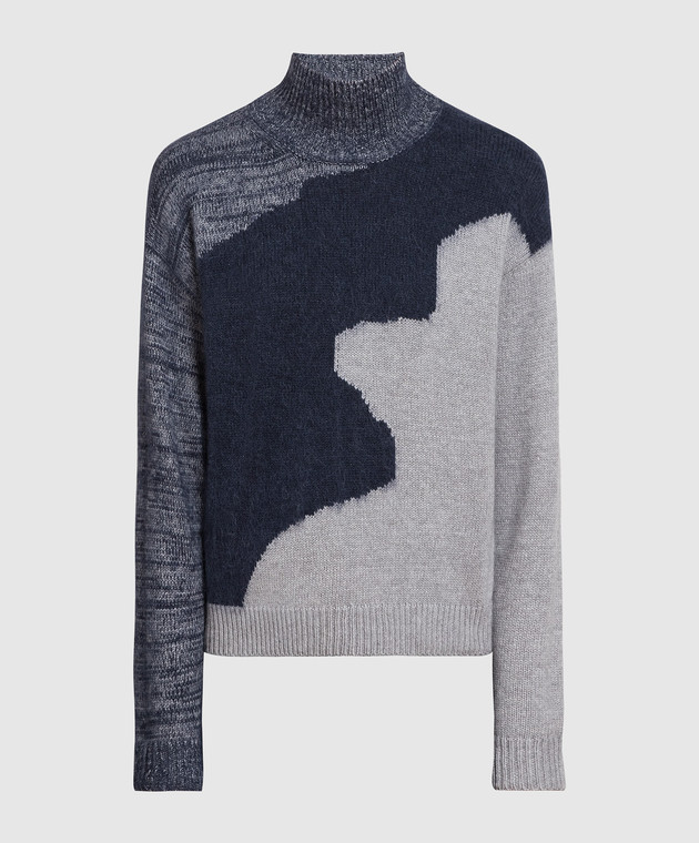 Peserico Blue sweater made of wool, silk and cashmere with a pattern S99065F059018X