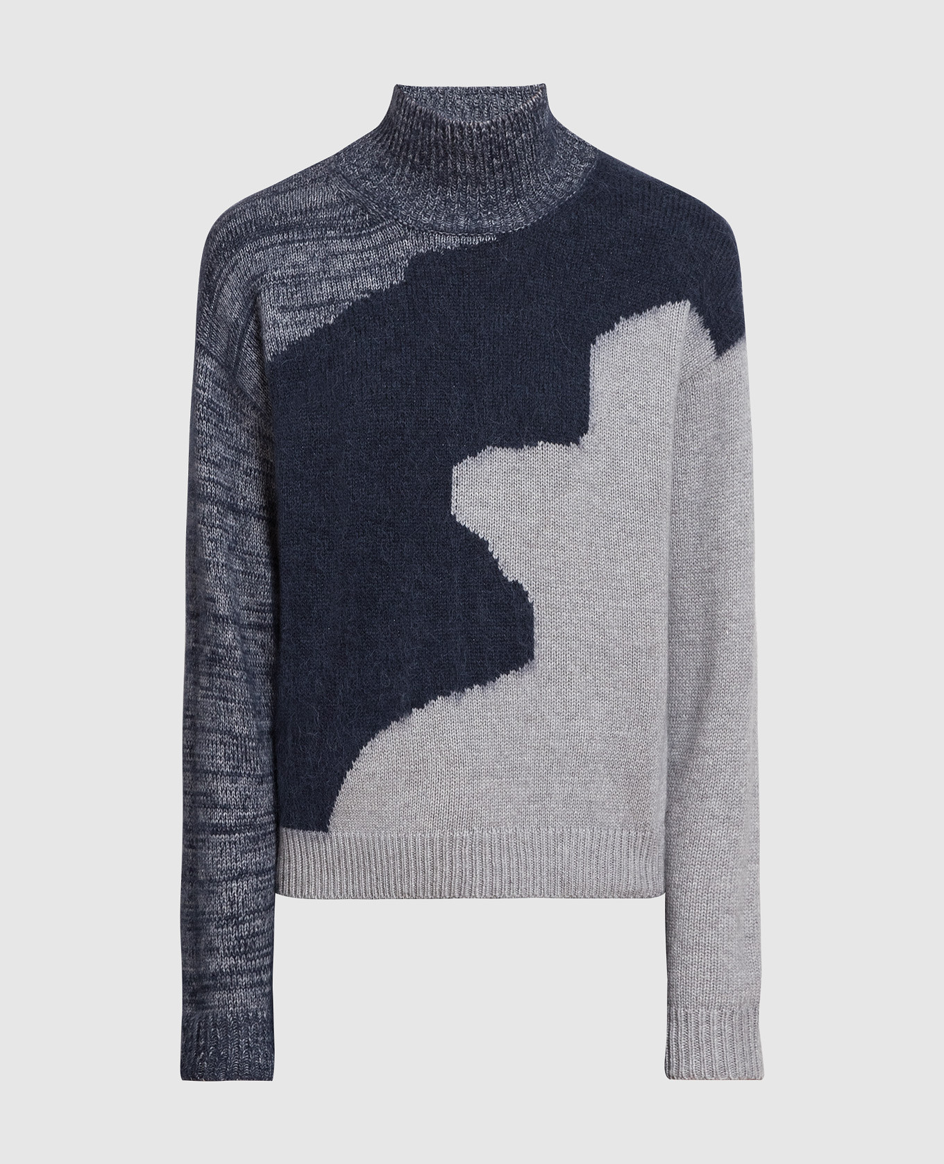 Blue sweater made of wool, silk and cashmere with a pattern