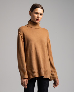 Twinset Коричневый свитер с кристаллами 232TP3402