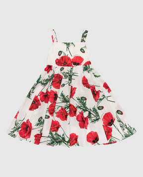 Dolce&Gabbana Детское белое платье в принт Маки L53DI6HS5O1814