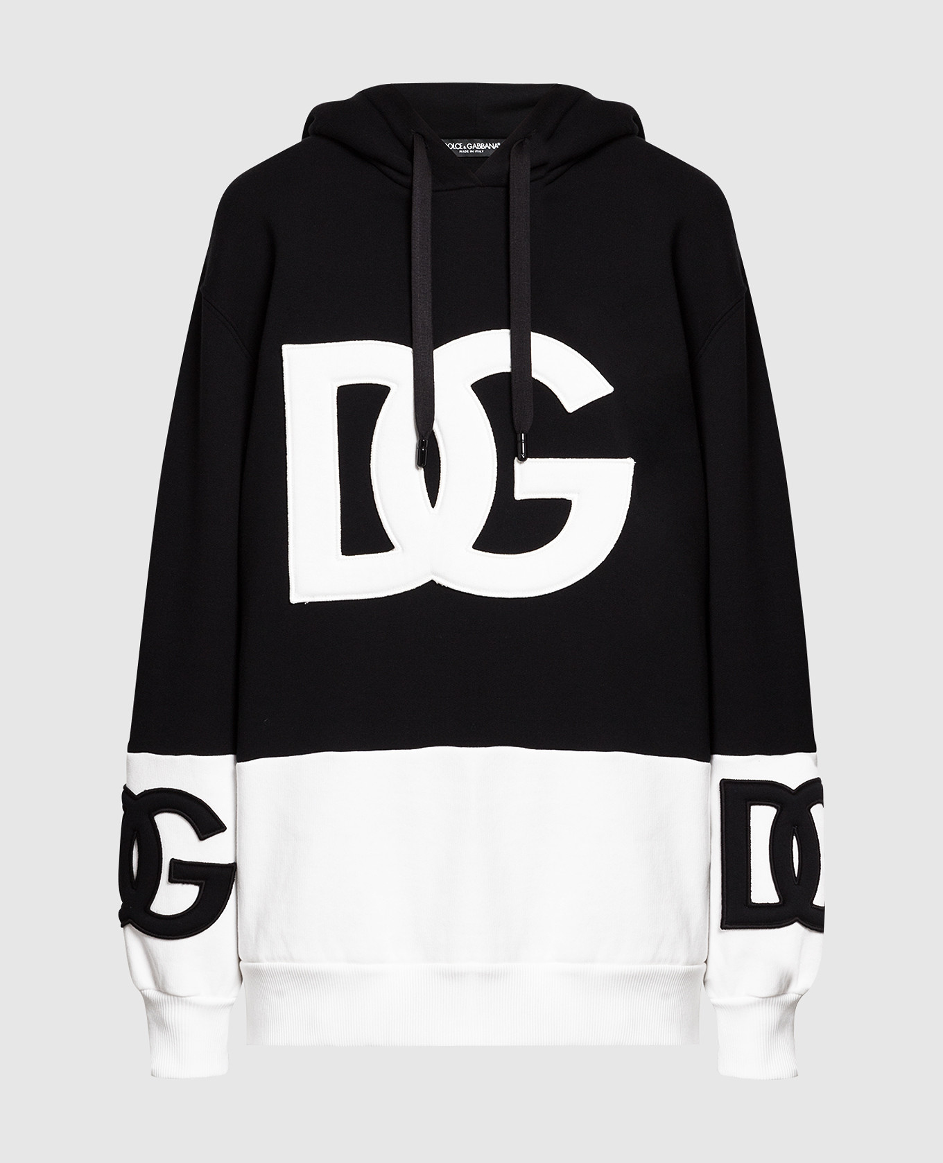 

Черное худи с контрастным логотипом, Черный, Худи