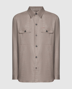 ISAIA Коричневая рубашка из шерсти, шелка и льна. OSH00997590