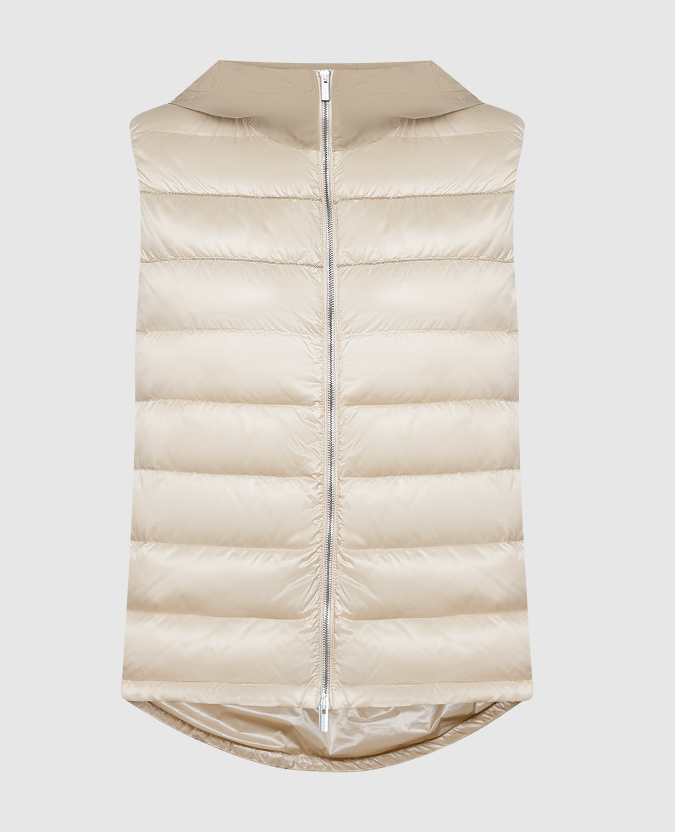 Beige combined vest with monil chain