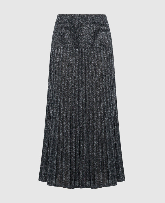 Black skirt in a textured pattern with lurex