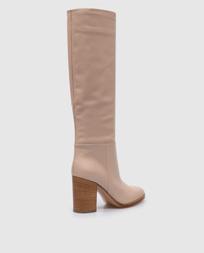 Gianvito Rossi Бежевые кожаные сапоги Santiago G8047985CUO