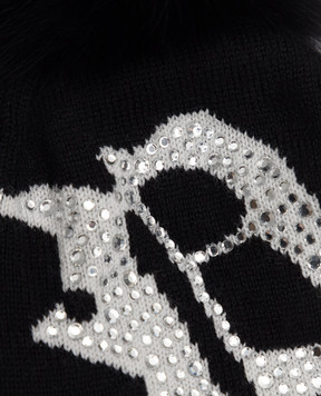 Philipp Plein Дитяча чорна шапка із вовни із кристалами GAC0006