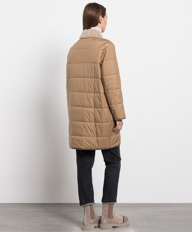 Brunello Cucinelli Brown quilted jacket with monil chain MH5049789P buy with European