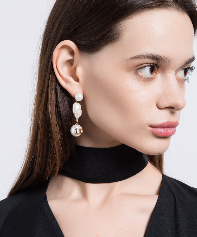 Twinset Белые серьги с бусинами с логотипом 232TA4061 изображение 2