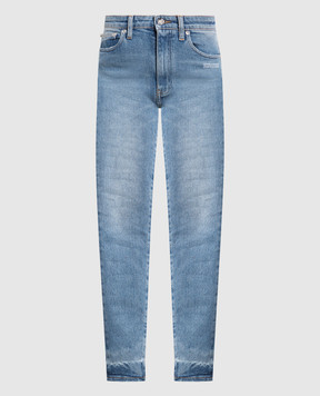 Off-White Сині джинси з ефектом потертості OWYA003C99DEN004