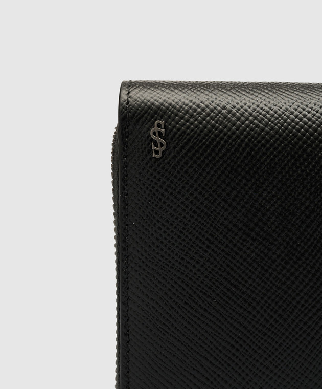 Serapian Чорний шкіряний гаманець з логотипом SREVOMSL703019K292 зображення 4