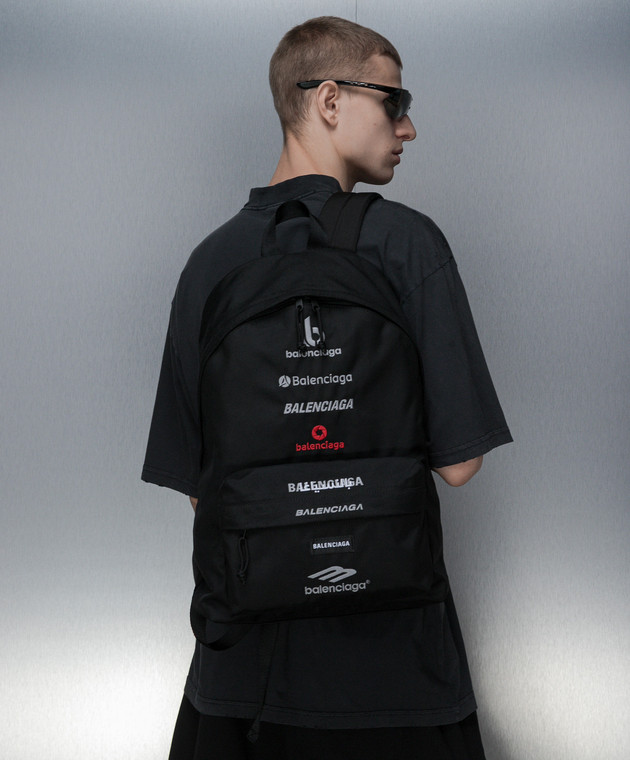 Balenciaga Черный рюкзак с вышивкой логотипа 5032212AAVT изображение 2