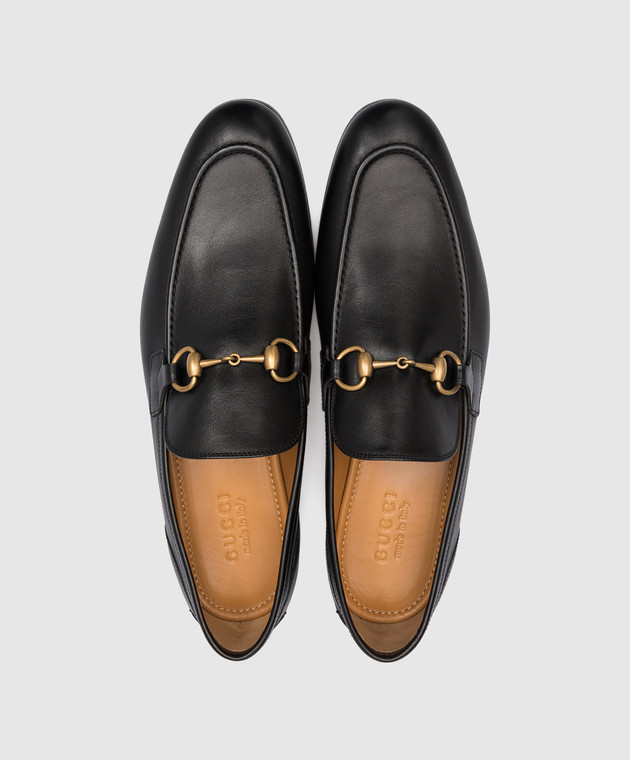 Gucci Black Jordan Leather Loafers with Horsebit Metal Detail 406994BLM00 изображение 4