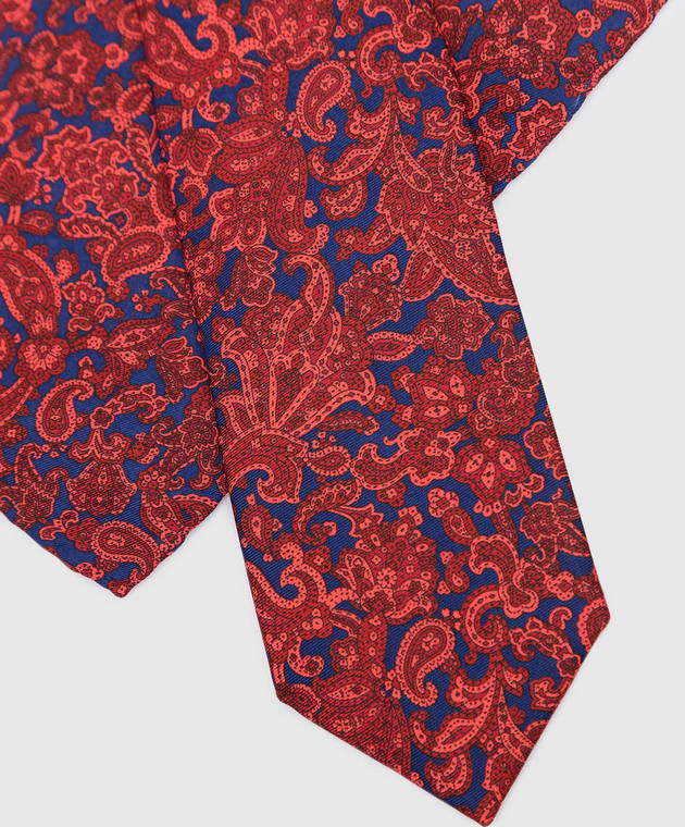 Stefano Ricci Дитячий бордовий шовковий набір з краватки та хустки-паші у візерунок. YDHNG501 зображення 4
