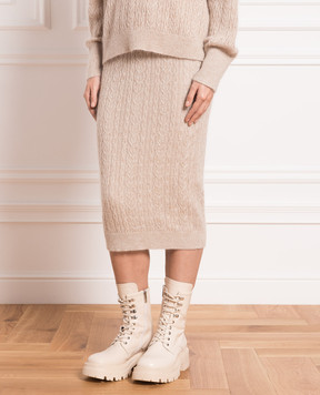 Brunello Cucinelli Бежевая юбка с люрексом MBG747389