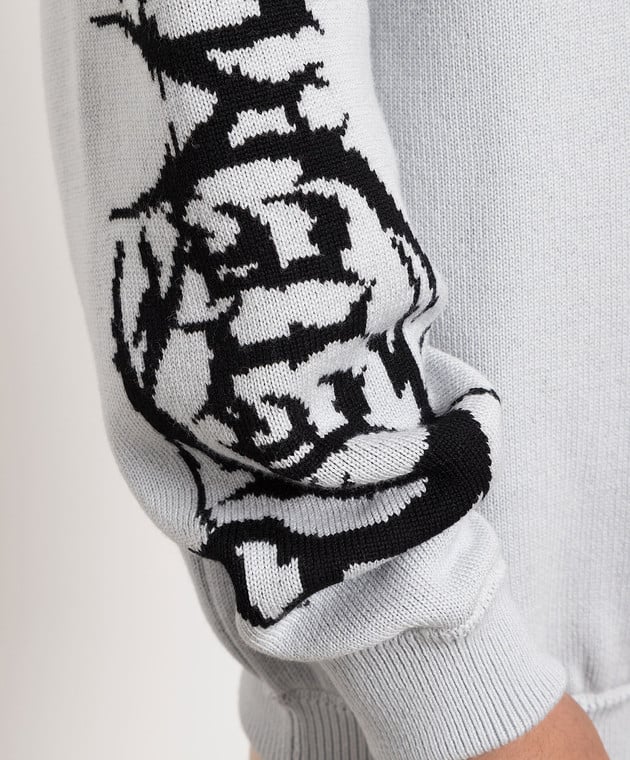 Vetements Gray wool sweater with logo pattern UE54KN160G image 5