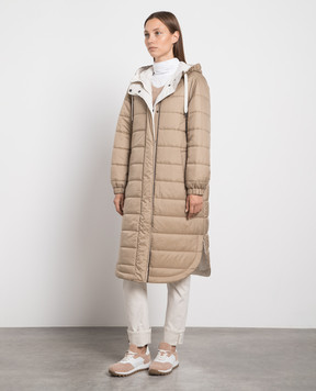 Brunello Cucinelli Бежева стьобана куртка з ланцюжком моніль MH5049699P
