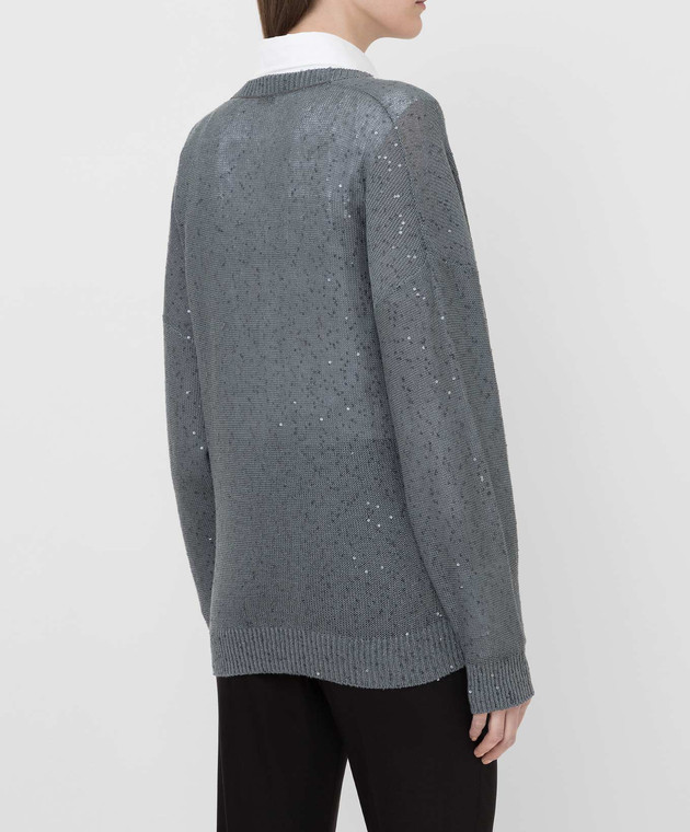 Brunello Cucinelli Серый пуловер из льна и шелка M10554212 изображение 4