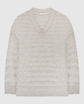 Peserico Бежевий ажурний пуловер з льоном S99202F0309102