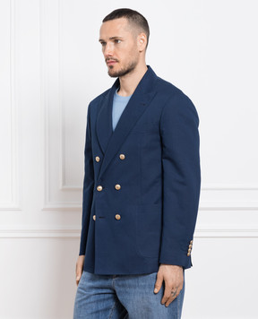 Brunello Cucinelli Синий двубортный блейзер MW4957BBDE