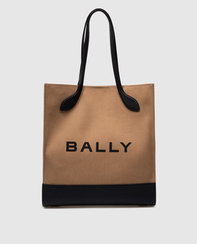 Bally Коричнева комбінована сумка-тоут Bar з принтом логотипа WAE02WCV034