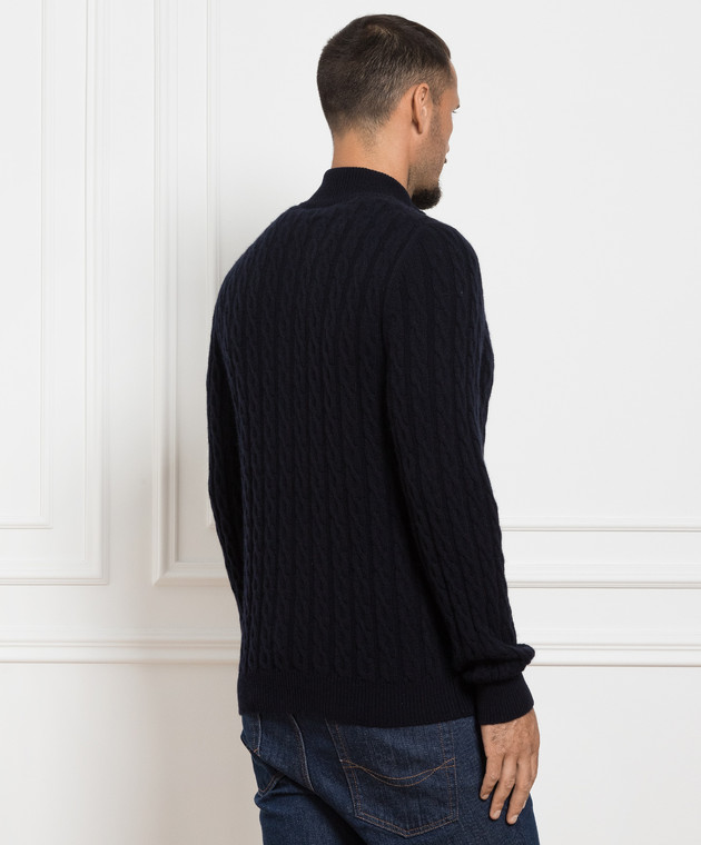 Kiton Синий кардиган с кашемиром в узор UK1019W23 изображение 4
